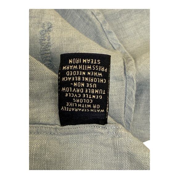 Cremieux Mens Short Sleeve Size 2XT 100% Linen Button Up Nautical Preppy Beach - Picture 12 of 12